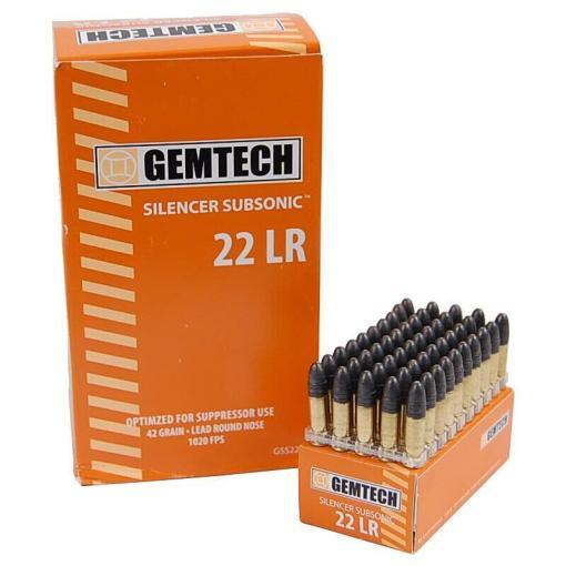 Gemtech Subsonic, 22 LR, 42 Grain, Round Nose, 50rd