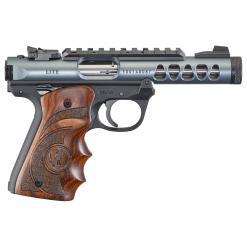 Ruger Mark IV 22/45 Lite Pistol, 22LR, 4.4", 10rd, Diamond Gray, Wood Grips (right)