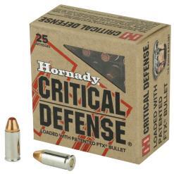 Hornady Critical Defense, 32 ACP, 60 Grain, FTX, 25rd