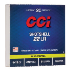 CCI Shotshell, 22 LR, 31 Grain, #12 Shot, 20rd
