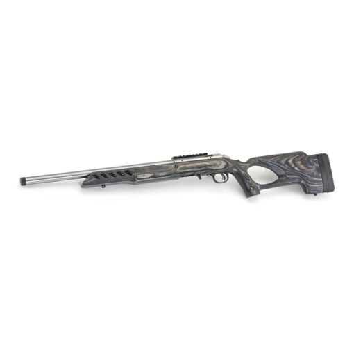 Ruger American Rimfire Target Bolt-Action Rifle, 22LR, 18", 10rd, Stainless, Black Laminate (left-angle)