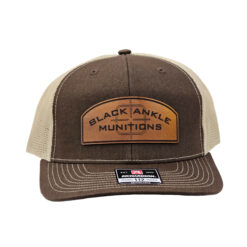 Black Ankle Munitions Hat, Trucker, Leather Patch, Brown/Khaki