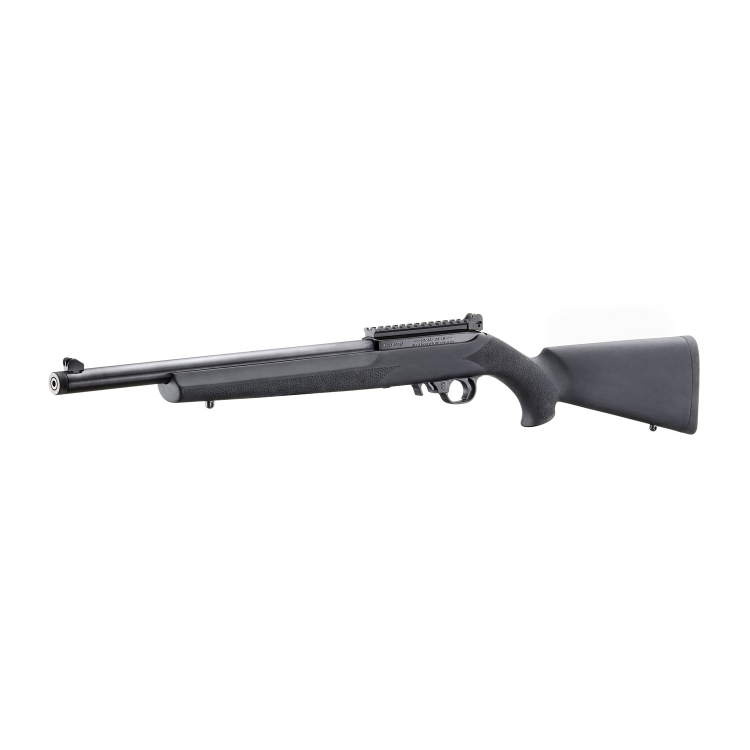 Ruger 10/22 Carbine Rifle, 22LR, 16.12" Heavy Barrel, 10rd, Black Hogue Stock, Ghost Ring (left-angle)